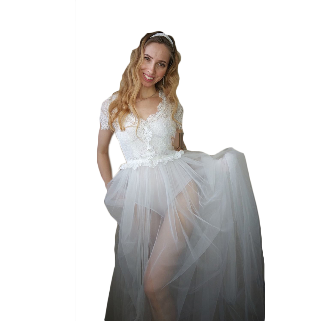 Ivory Lace Sleepwear Robes Maternity Bridal Women Appliques Long Sleeve Pregnant Photoshoot Dress See Through Evening Party Gowns