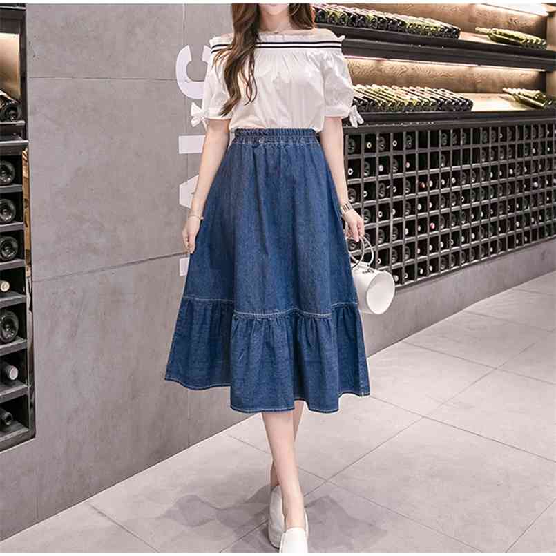 Women' Jeans Ruffled High Waist Midi Skirt Denim Pleated Blue A-line Patchwork Ladies Solid Skirts Summer Autumn Clothes 210708, Dark blue
Women' Jeans Ruffled High Waist Midi Skirt Denim Pleated Blue A-line Patchwork Ladies Solid Skirts Summer Autumn Clothes 210708, Dark blue