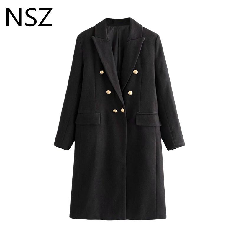 Women' Wool & Blends NSZ Women Black Oversized Woolen Coat Double Breasted Blend Long Jacket Fall Winter Fashion Outerwear Female Overcoat, 15-1
Women' Wool & Blends NSZ Women Black Oversized Woolen Coat Double Breasted Blend Long Jacket Fall Winter Fashion Outerwear Female Overcoat, 15-1