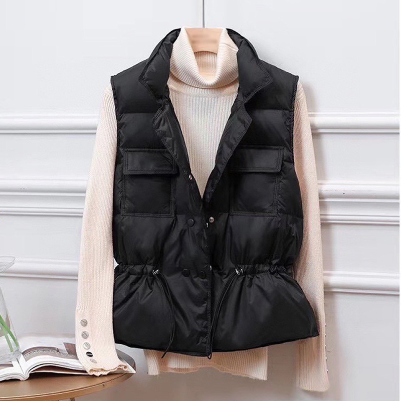 Women' Ultra Light Down Drawstring Vest Padded Pocket Button Windproof Warm Ladies Waistcoat Autumn Winter Female Casual Coats 210524, Green
Women' Ultra Light Down Drawstring Vest Padded Pocket Button Windproof Warm Ladies Waistcoat Autumn Winter Female Casual Coats 210524, Green