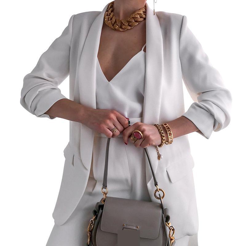 GetSpring Women Blazer Temperament Ladies Black Coat Long Sleeve Women's Slim Suit Jacket Fashion Autumn 210513