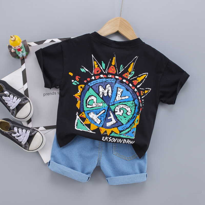 0-5 Years Summer Boy Clothing Set Casual Fashion Cartoon Active T-shirt+ Pant Kid Children Baby Toddler 210615