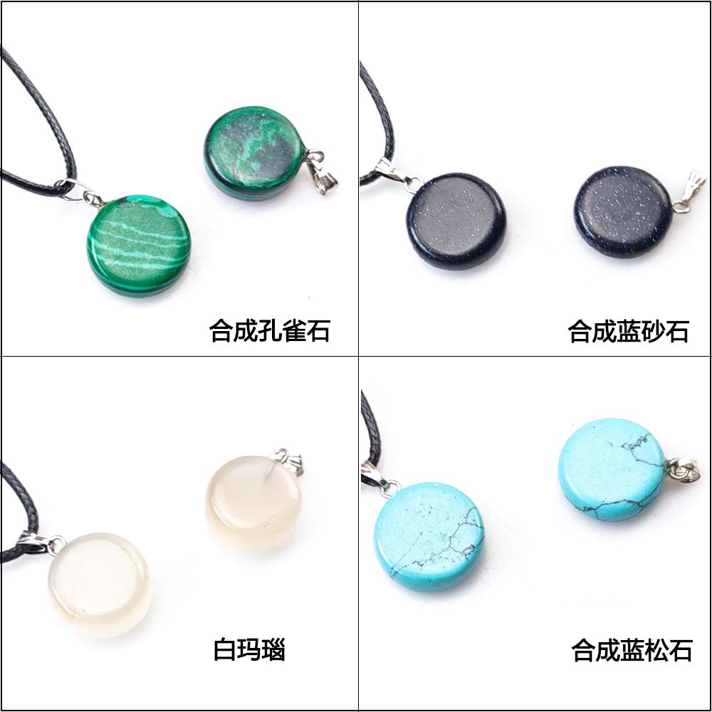 Fashion Silver Plated Round Healing Crystal Necklace Opal Turquoise Natural Stone pink Quartz Chakra Necklaces Jewelry