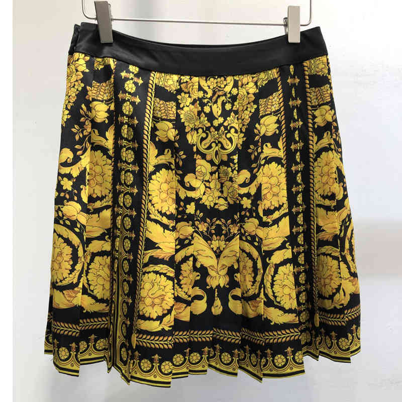 [DEAT] summer fashion women printed vintage styles two pieces set vacation clothing turn-down collar shirt and skirt pants 210428