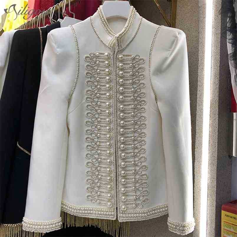High Quality Luxury Beaded Jacket Women Autumn Elegant Pearl Stand Collar Cardigan Sexy 210525, Black
High Quality Luxury Beaded Jacket Women Autumn Elegant Pearl Stand Collar Cardigan Sexy 210525, Black