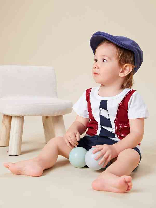 Baby Tie Print Colorblock Tee And Shorts SHE