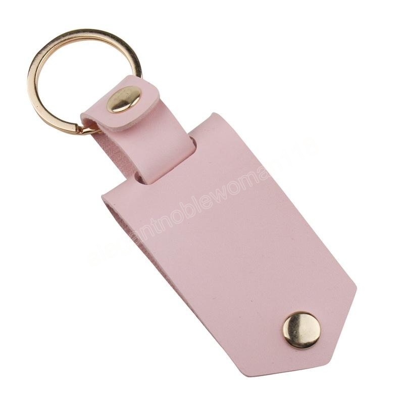 Leather Keychains Pendant Sublimation Blank Aluminum Alloy Car Key Ring Heat Transfer DIY Decorative Keychain 6 Colors