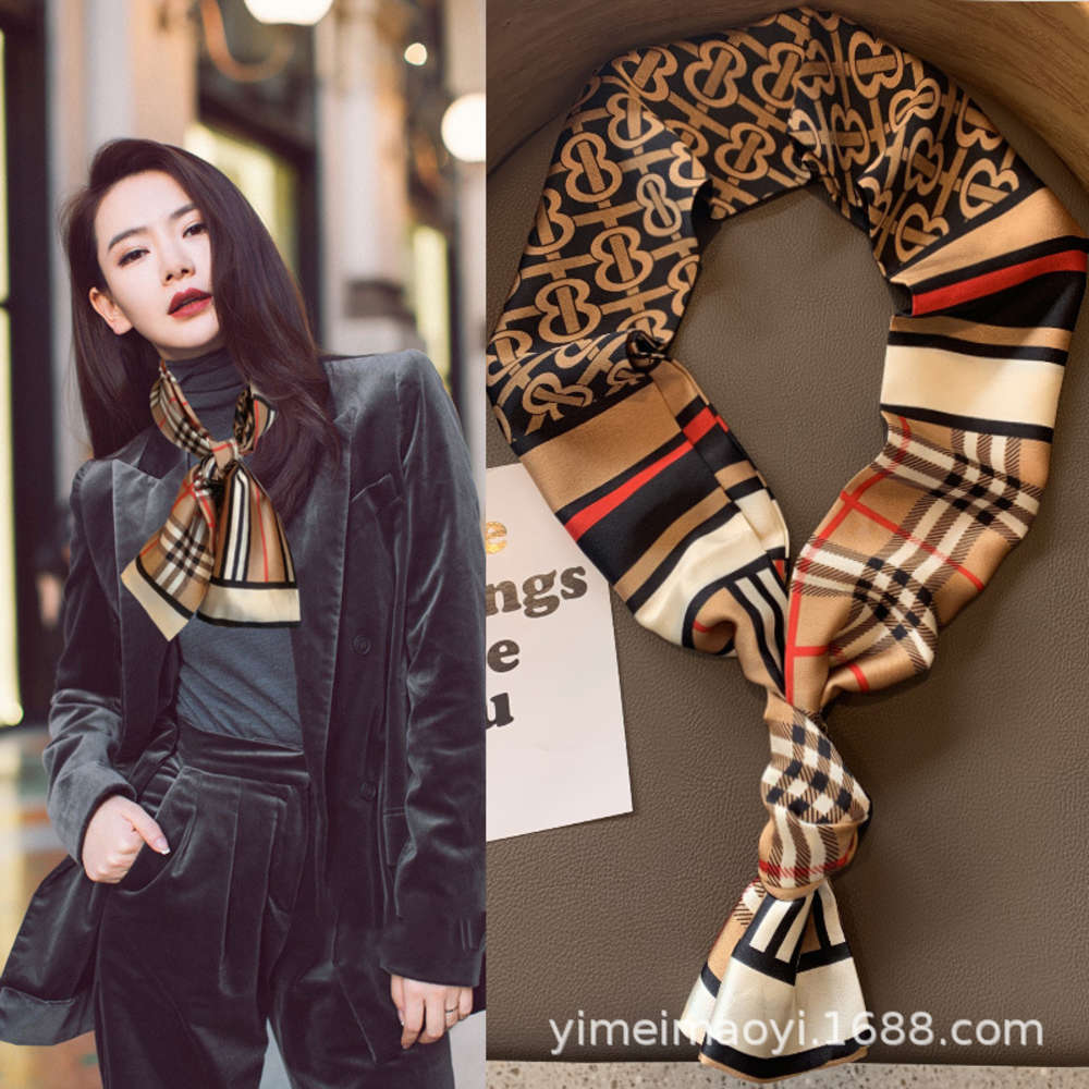 scarf Plaid silk scarf small long thin wave point women business autumn, Blue;gray
scarf Plaid silk scarf small long thin wave point women business autumn, Blue;gray
