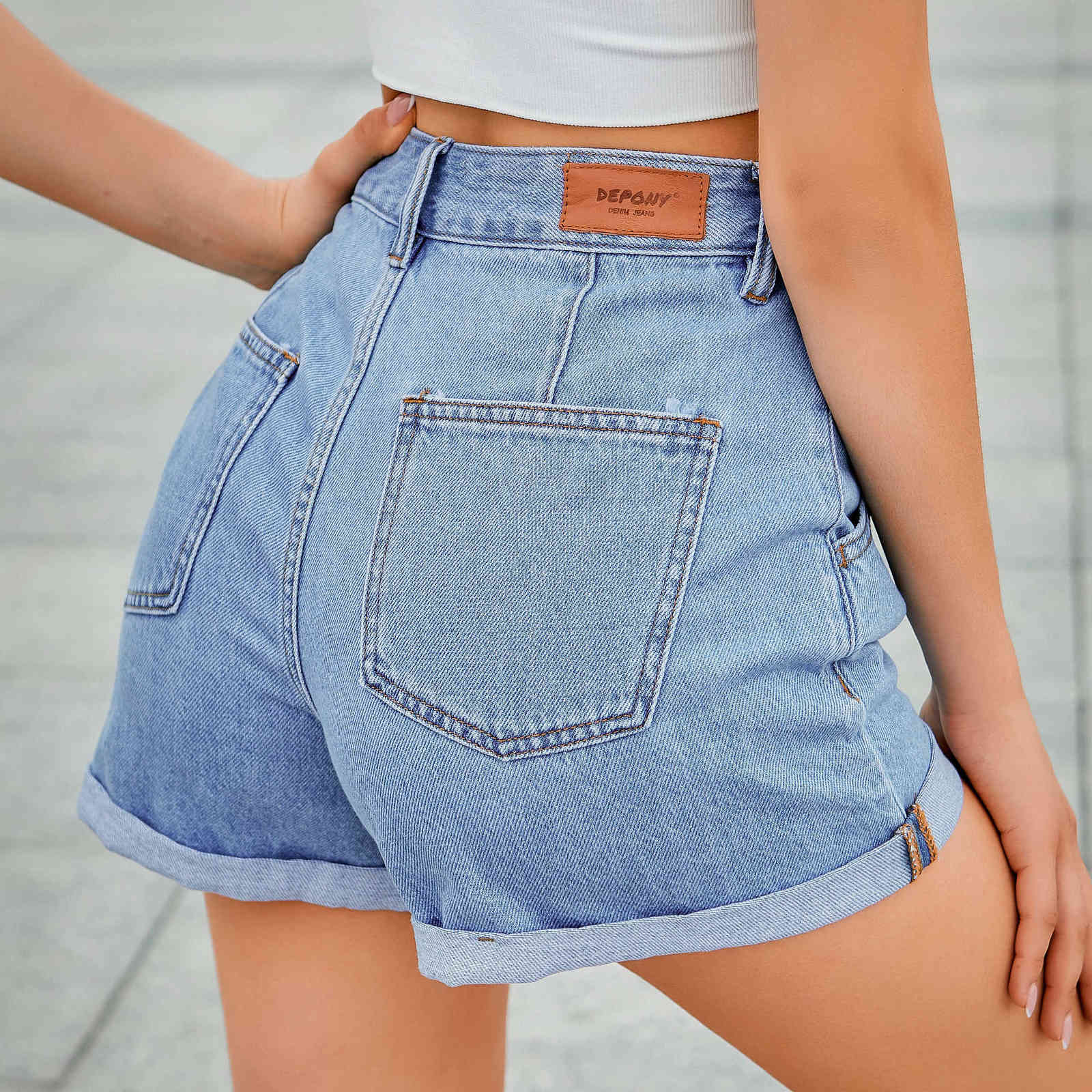 fashion denim shorts women high waist shorts jeans wide leg casual Female shorts Loose Plus size 210611