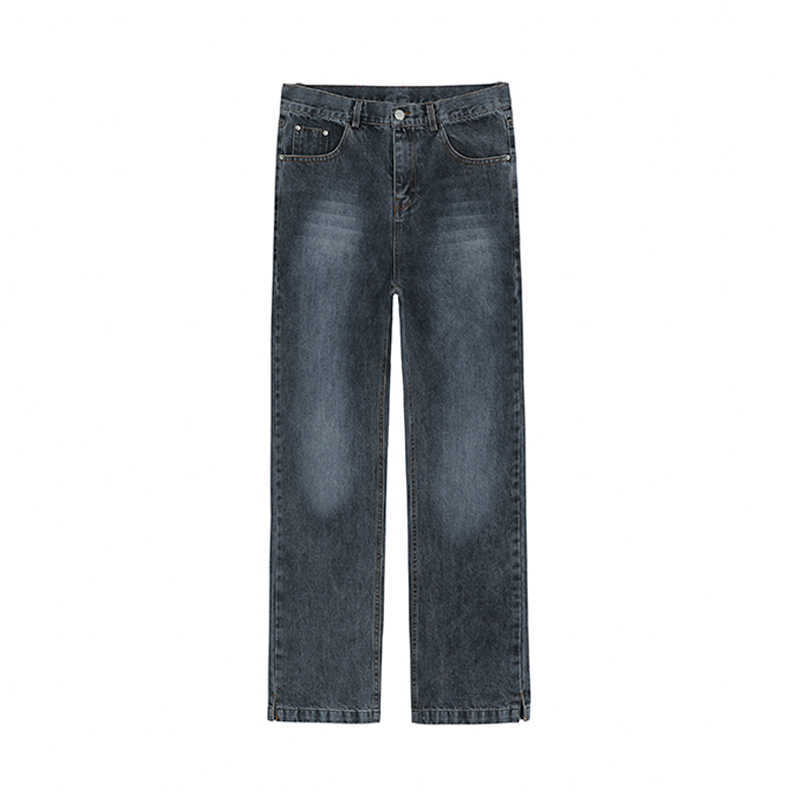 IEFB Autumn vintage jeans men's Korean fashion straight tube loose casual pants split bottoms trendy denim trousers 9Y4515 211011