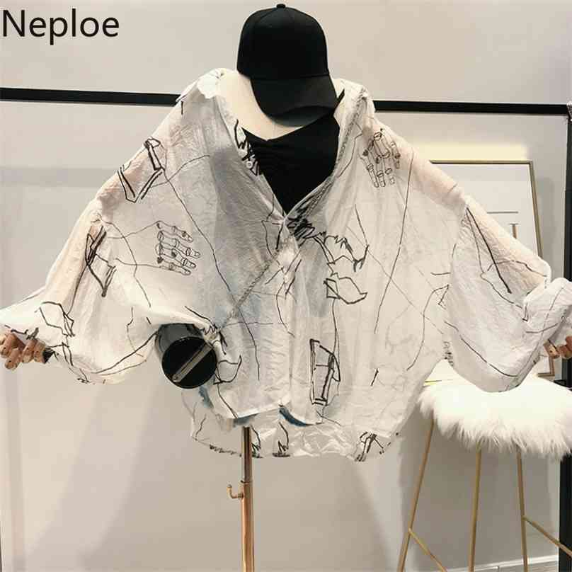 Neploe Harajuku Print Women Shirts Summer Turn-Down Collar Batwing Sleeve Blouse Loose Sunscreen Ladies Tops 44659 210719, White
Neploe Harajuku Print Women Shirts Summer Turn-Down Collar Batwing Sleeve Blouse Loose Sunscreen Ladies Tops 44659 210719, White