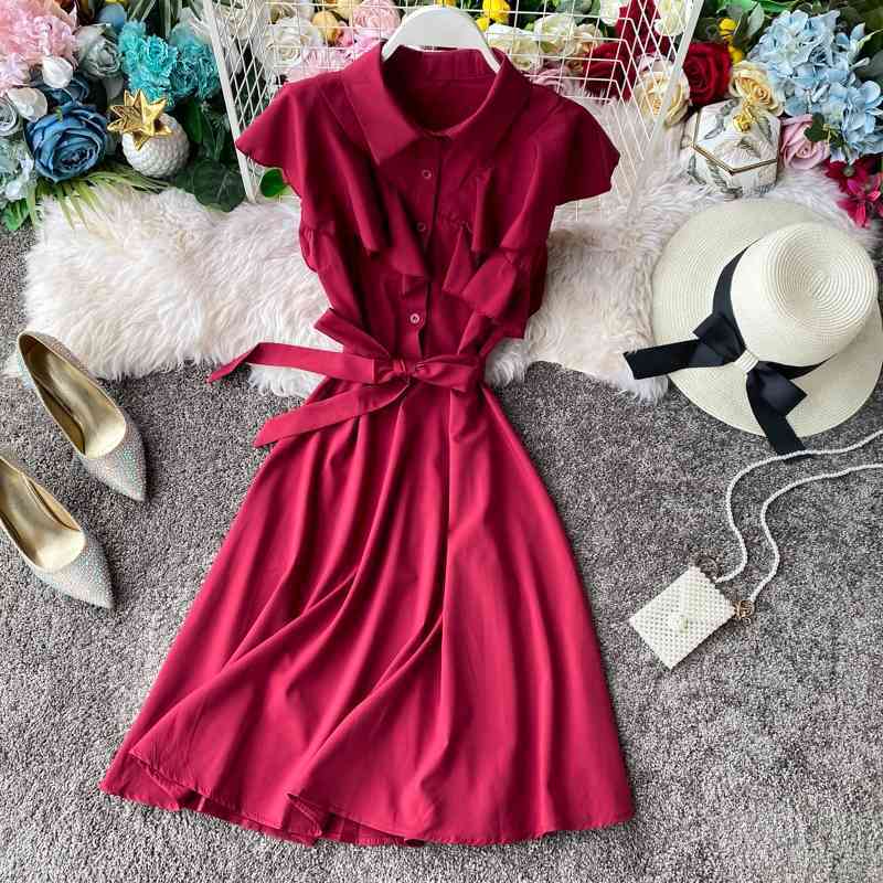 Summer Slim Bandage Midi Office Dress Casual Party Blouse Dress Vestido De Fiesta Women Knee Length A-line Dress 210521