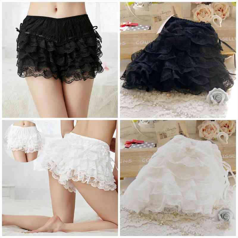 womens elastic waist lace shorts lolita casual bow shorts bottoming culottes basic panties scanties, White;black
womens elastic waist lace shorts lolita casual bow shorts bottoming culottes basic panties scanties, White;black