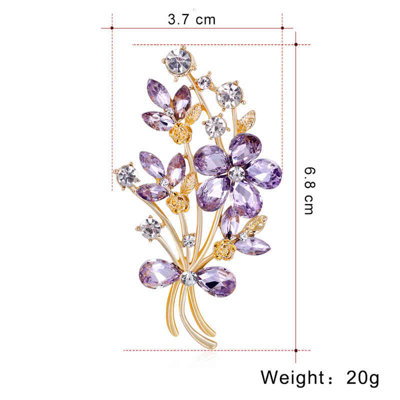 Brooch Korean Flower Alloy Electroplating Diamond Glass Pin
