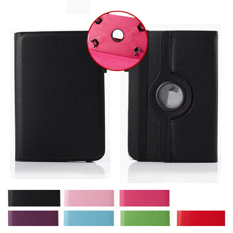Universal 360 Degree Rotating Adjustable Flip PU Leather Stand Tablet Shockproof Protetive Case Solid Color Wallet Cover For 7 8 9 10 10.1 10.2 inch T