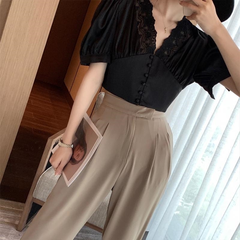 spring summer woman Long Pant Female High Waist Solid Straight Trousers Large Size Casual pants 210510