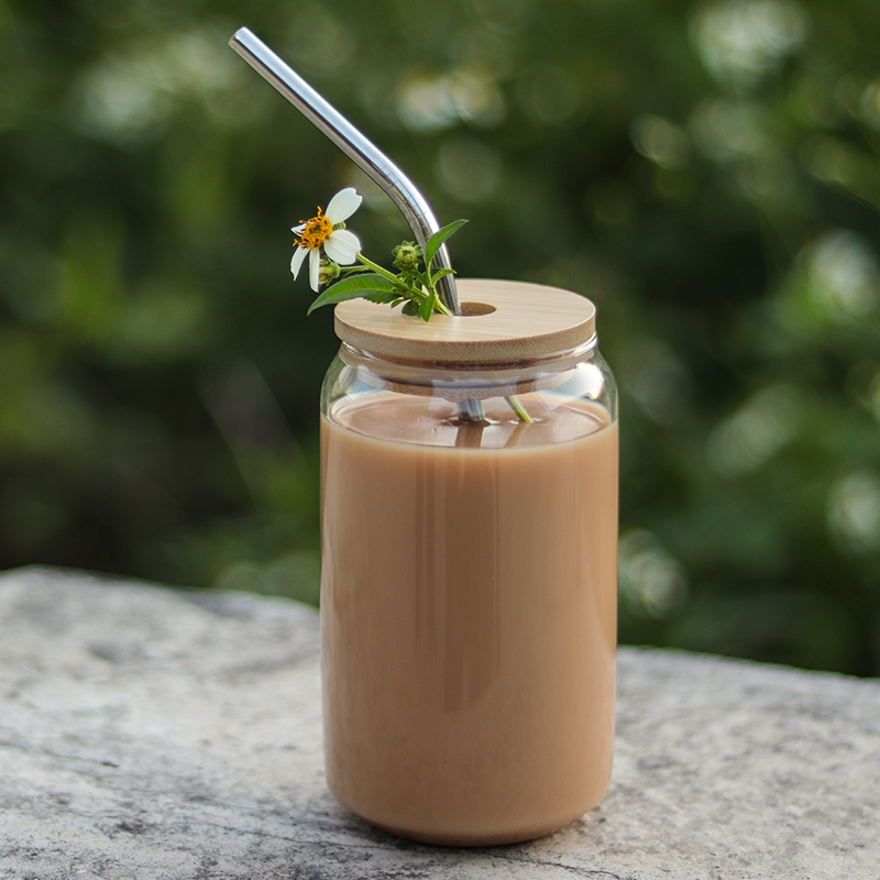 12oz Sublimation Glass Beer Mugs Glass Water Bottle Beer Can Glass Tumbler Drinking Glasses With Bamboo Lid And Reusable Straw Iced Coffee Glasses 16o