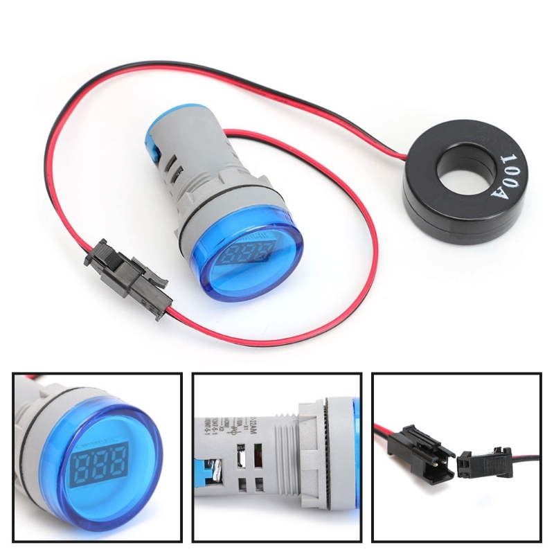 Ac 220V 0-100A Digital Amp Meter 22 mm Display Monitor Current Meters Meter Tester Tool