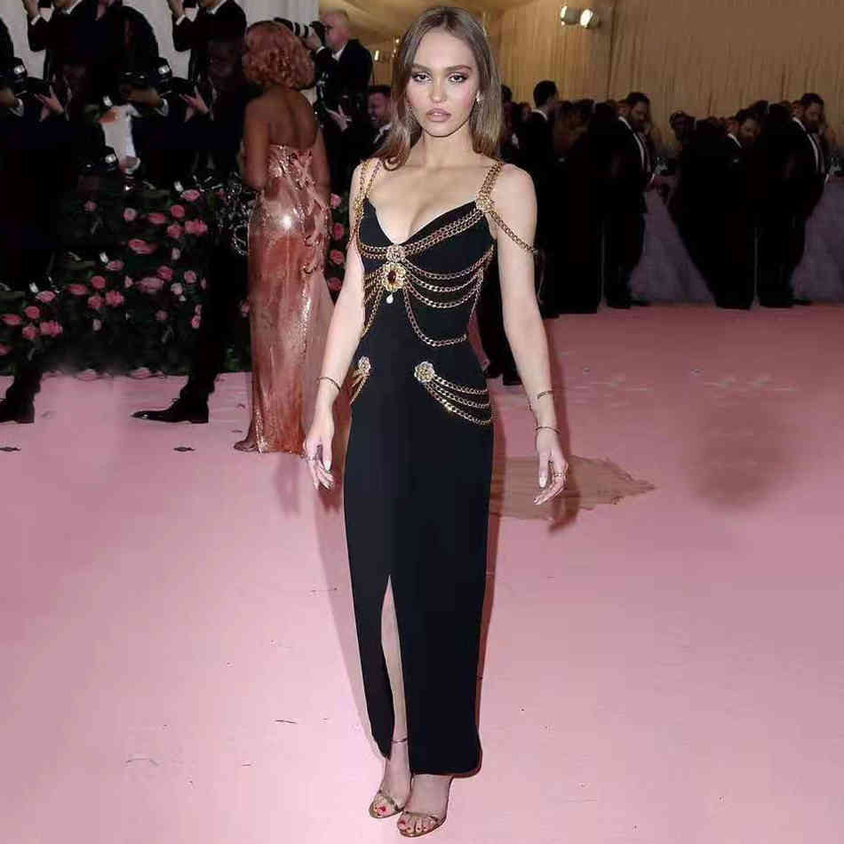 Free Black Dress Sexy Spaghetti Belt Pearl Embellished Bodycon Vestido Celebrity Club Party Bandage 210525