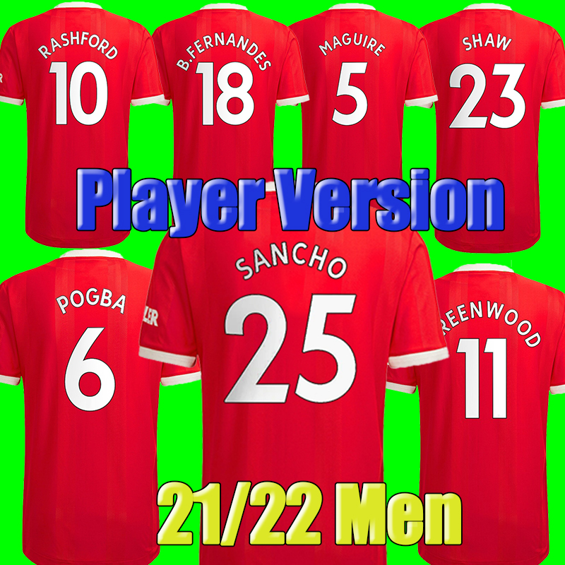 Player Version #25 SANCHO Home Red Soccer Jersey 21/22 #11 GREENWOOD #6 POGBA Soccer Shirt 2021/2022 #18 B.FERNANDES #10 RASHFORD #9 MARTIAL Football Jerseys Uniform, Home no patch
Player Version #25 SANCHO Home Red Soccer Jersey 21/22 #11 GREENWOOD #6 POGBA Soccer Shirt 2021/2022 #18 B.FERNANDES #10 RASHFORD #9 MARTIAL Football Jerseys Uniform, Home no patch