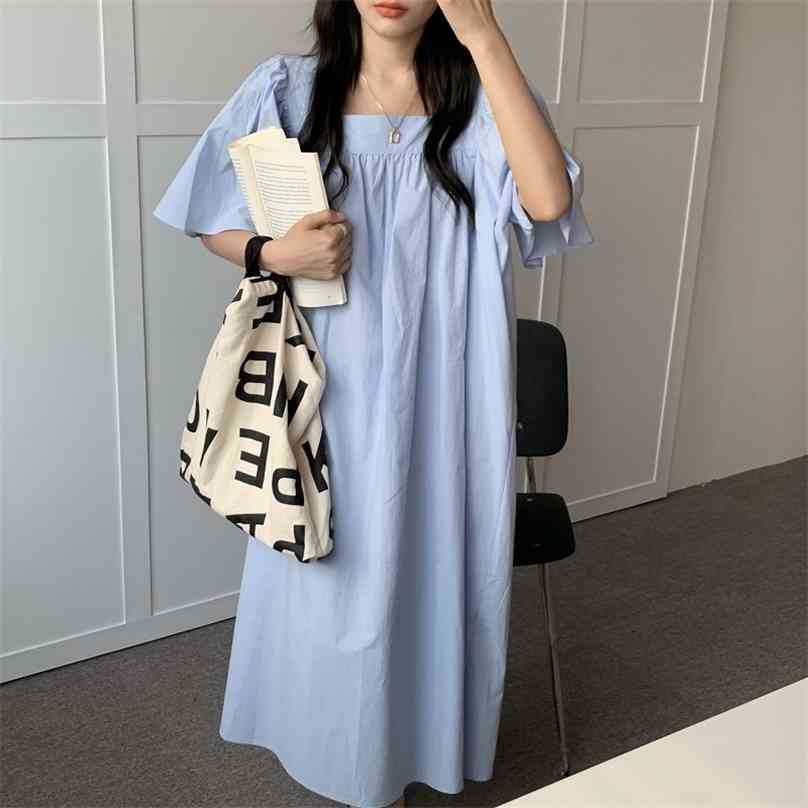 Korean Straight Square Collar Lazy Style Loose Oversize Solid Arrival Elegant Femme Summer Vintage Vestidos 210525, Dark blue
Korean Straight Square Collar Lazy Style Loose Oversize Solid Arrival Elegant Femme Summer Vintage Vestidos 210525, Dark blue
