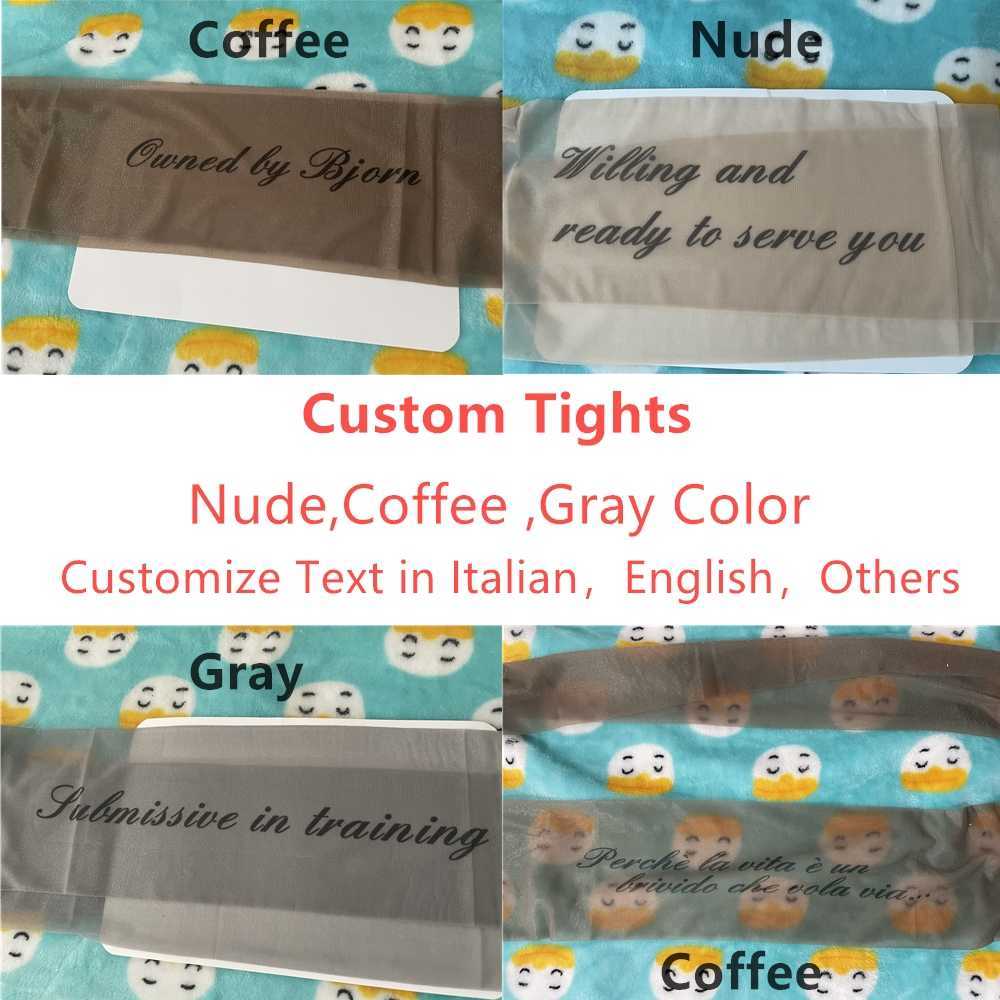 Women Fashion Tights With Inscriptions Skin Transparent Printed Letter Pattern Tattoos Pantyhose Girl Stockings Tattoo Customize X0521