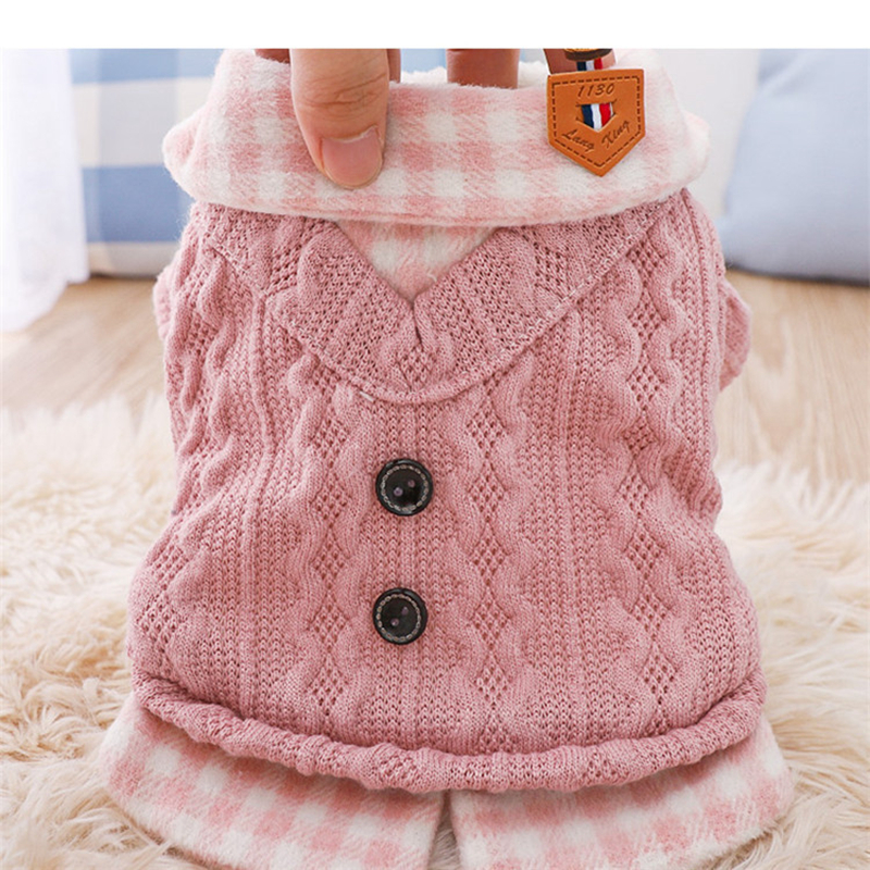 free shipping Warm Pet Sweater Winter Clothes Dog Apparel for Small Dogs Pomeranian Yorkies Chihuahua Schnauzer Thickened Flannel Lining Coats Pink Gi
