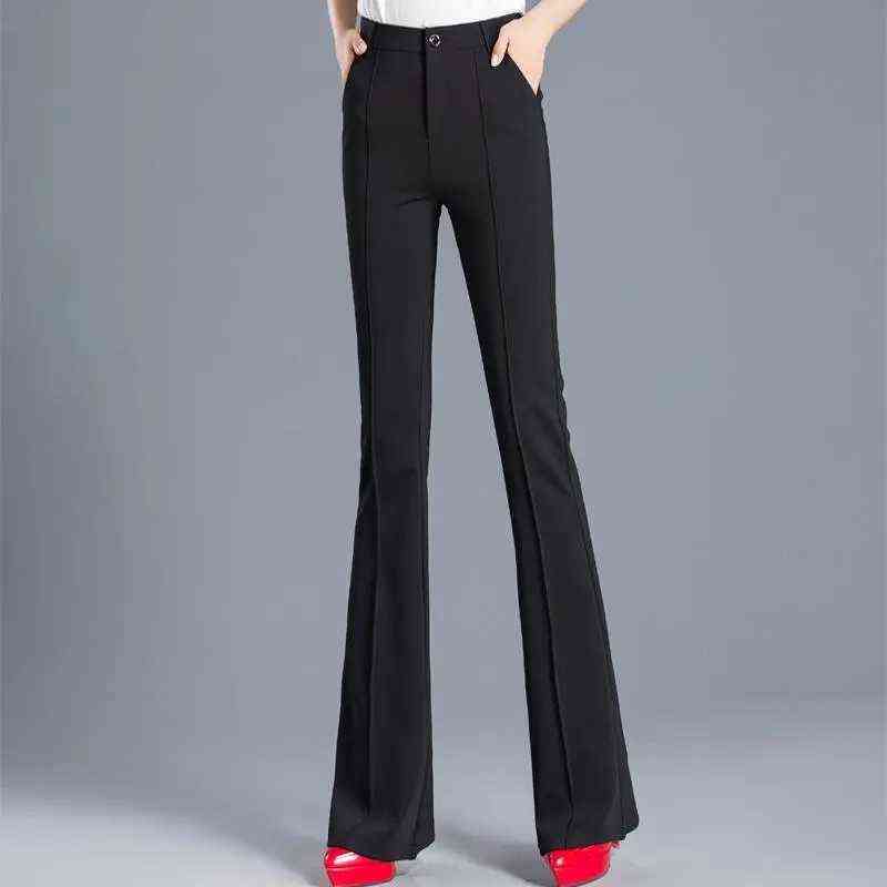High Elastic Spring Summer Flare Pants Plus Size 3XL Casual Straight Trousers For Women Work Suit Korean Loose Mom 211115