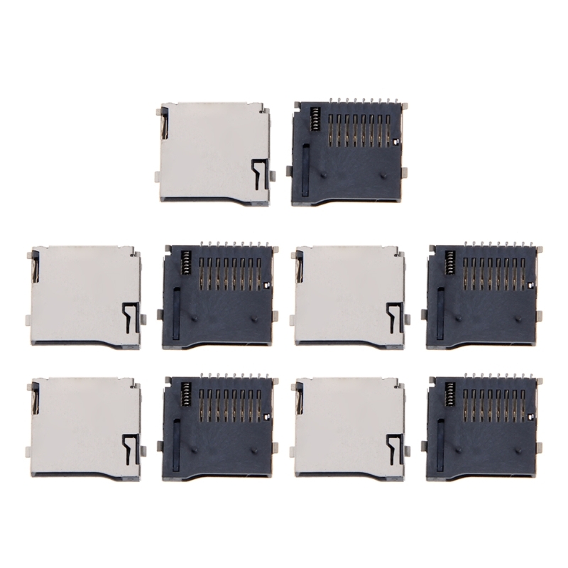 10Pcs Push-Push Type Tf Micro Sd Card Socket Adapter Automatic Pcb Connector