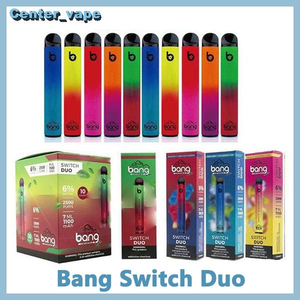 Bang XXL Switch Duo Disposable Device Kit E-cigarettes 2 In 1 2500 Puffs 1100mAh Battery 7ml Prefilled Cartridge Pods Vape Stick Pen Vs PRO
Bang XXL Switch Duo Disposable Device Kit E-cigarettes 2 In 1 2500 Puffs 1100mAh Battery 7ml Prefilled Cartridge Pods Vape Stick Pen Vs PRO