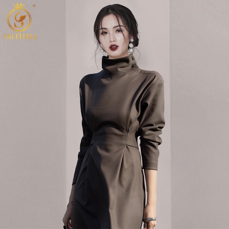 Spring OL Temperament Turtleneck Long Dress Women Lace Up Solid Colour Elegant Female Vestidos High Quality 210520, Photo color
Spring OL Temperament Turtleneck Long Dress Women Lace Up Solid Colour Elegant Female Vestidos High Quality 210520, Photo color