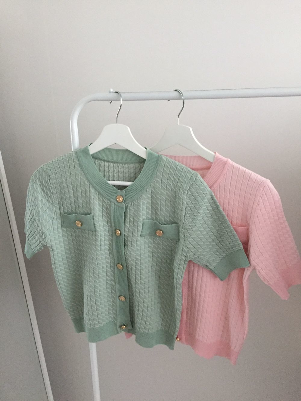 Vintage Korean Knitted Cardigan Tops Women Summer Short Sleeve Single-breasted O-neck Buttons Sweater Elegant Sweet Jumpers 210514