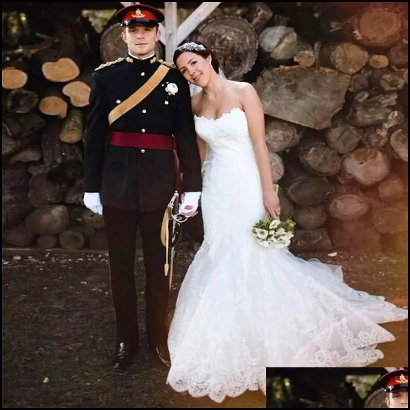 Lace Gorgeous Mermaid Wedding Dresses Sweetheart Neckline Bridal Gown Sweep Train Sleeveless Applique Custom Made Vestido De Novia