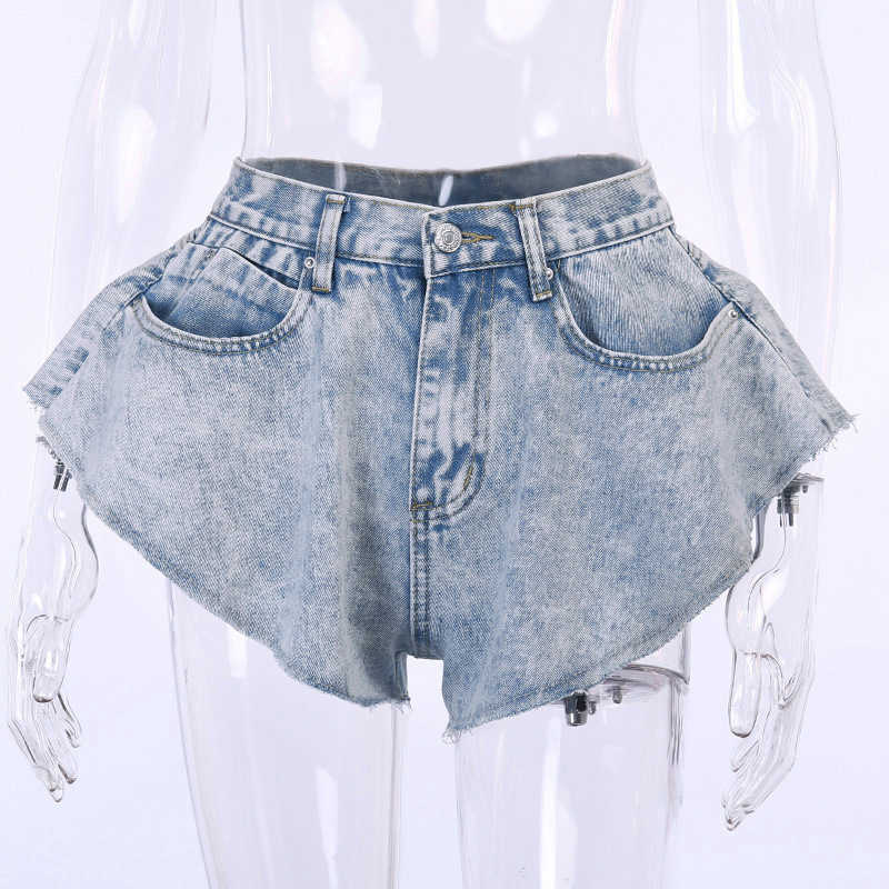TWOTWINSTYLE Casual Denim Short For Women High Waist Patchwork Tassel Sexy Shorts Female Summer Fashionable Clothing Style 210611