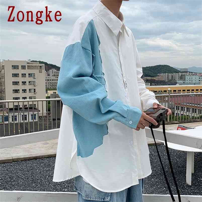 Zongke Casual Shirts For Men Clothing Fashion Streetwear Long Sleeve Patchwork White M-3XL 210721, Gray
Zongke Casual Shirts For Men Clothing Fashion Streetwear Long Sleeve Patchwork White M-3XL 210721, Gray