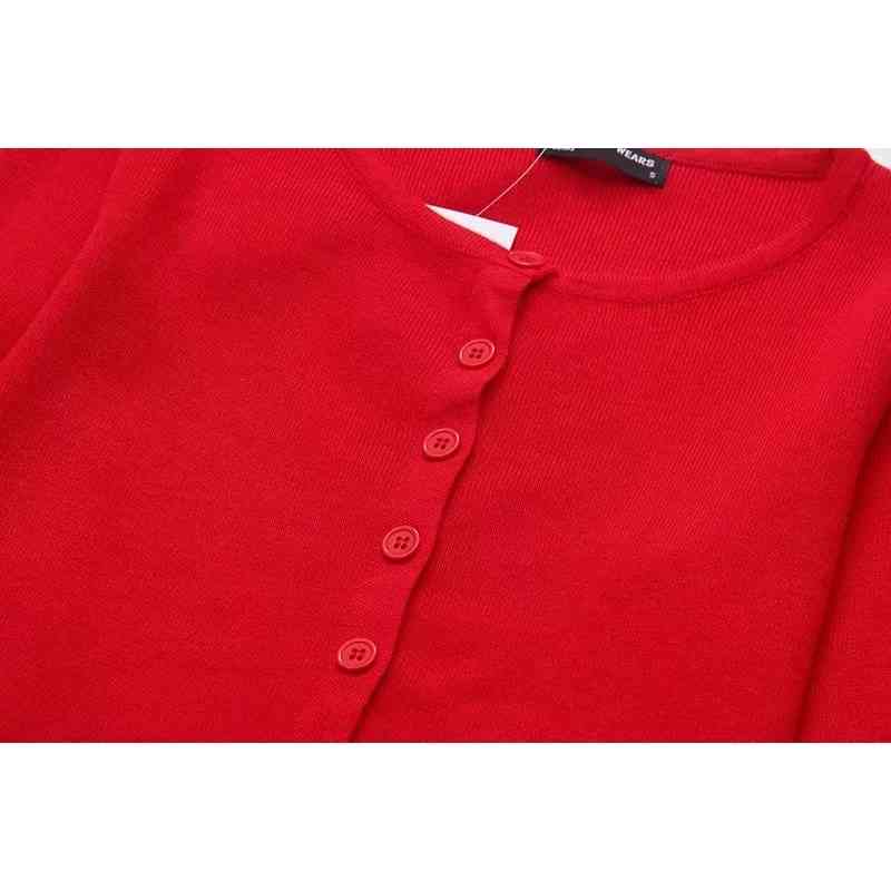Women Lightweight Knit Button Up Crop Cardigan O Neck Matching Buttons Sweater Knitting Top 210512