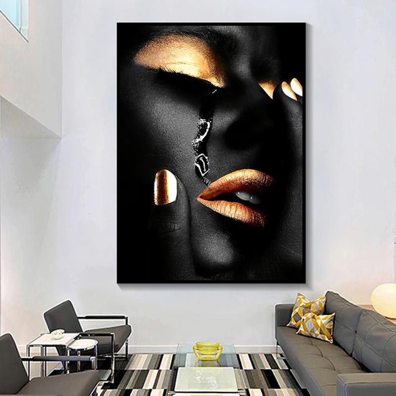 Crying Black Woman Canvas Painting Posters and Prints Modern Home Decor Canvas Wall Art Decoration Pictures Room Wall Painting