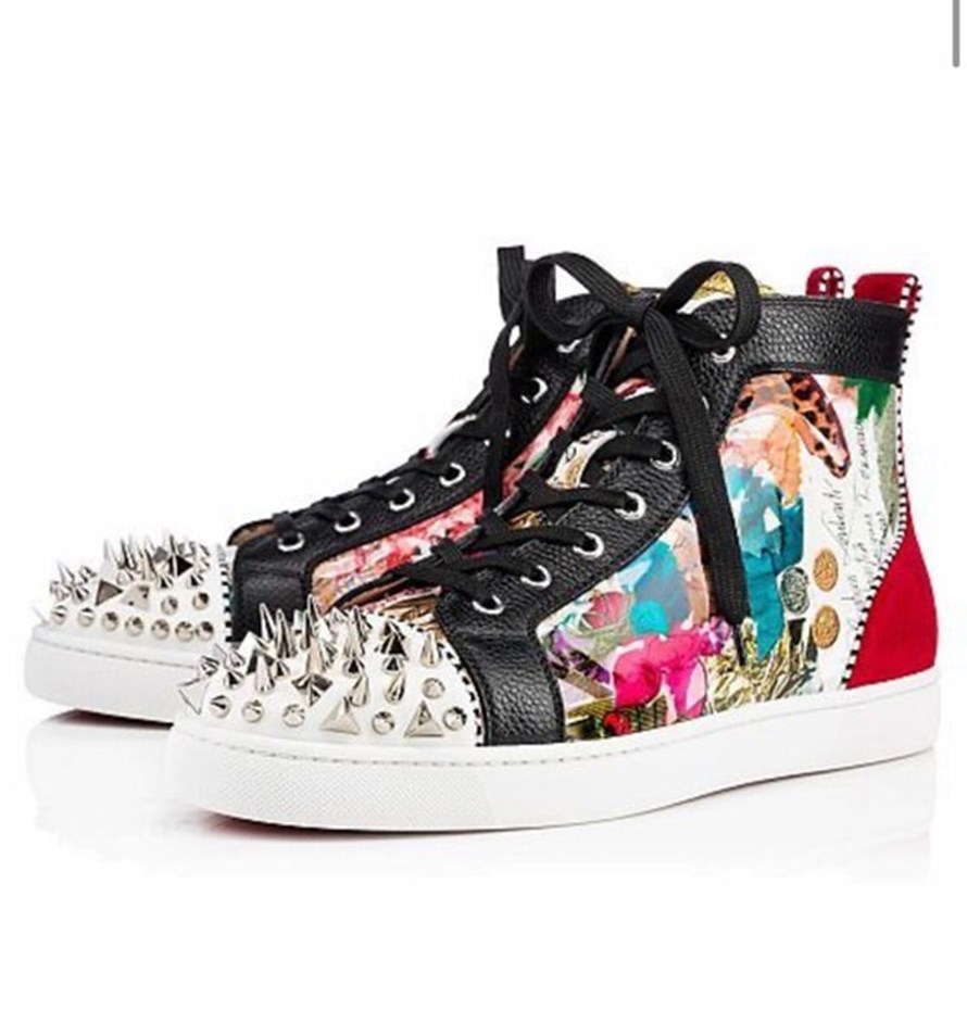 Luxury Designer Top men Casual Shoes Graffiti Leather Red Bottom Sneakers Spikes,Rhinestone High Quality Fashion Party Wedding Shoe With Box, Black
Luxury Designer Top men Casual Shoes Graffiti Leather Red Bottom Sneakers Spikes,Rhinestone High Quality Fashion Party Wedding Shoe With Box, Black