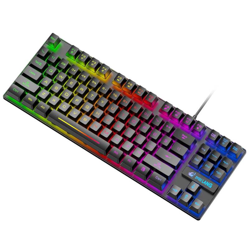 Keyboards ZIYOULANG K16 87 Keys Mechanical Feeling Keyboard Gamer USB Wired RGB Rainbow Backlit For Laptop Home Office