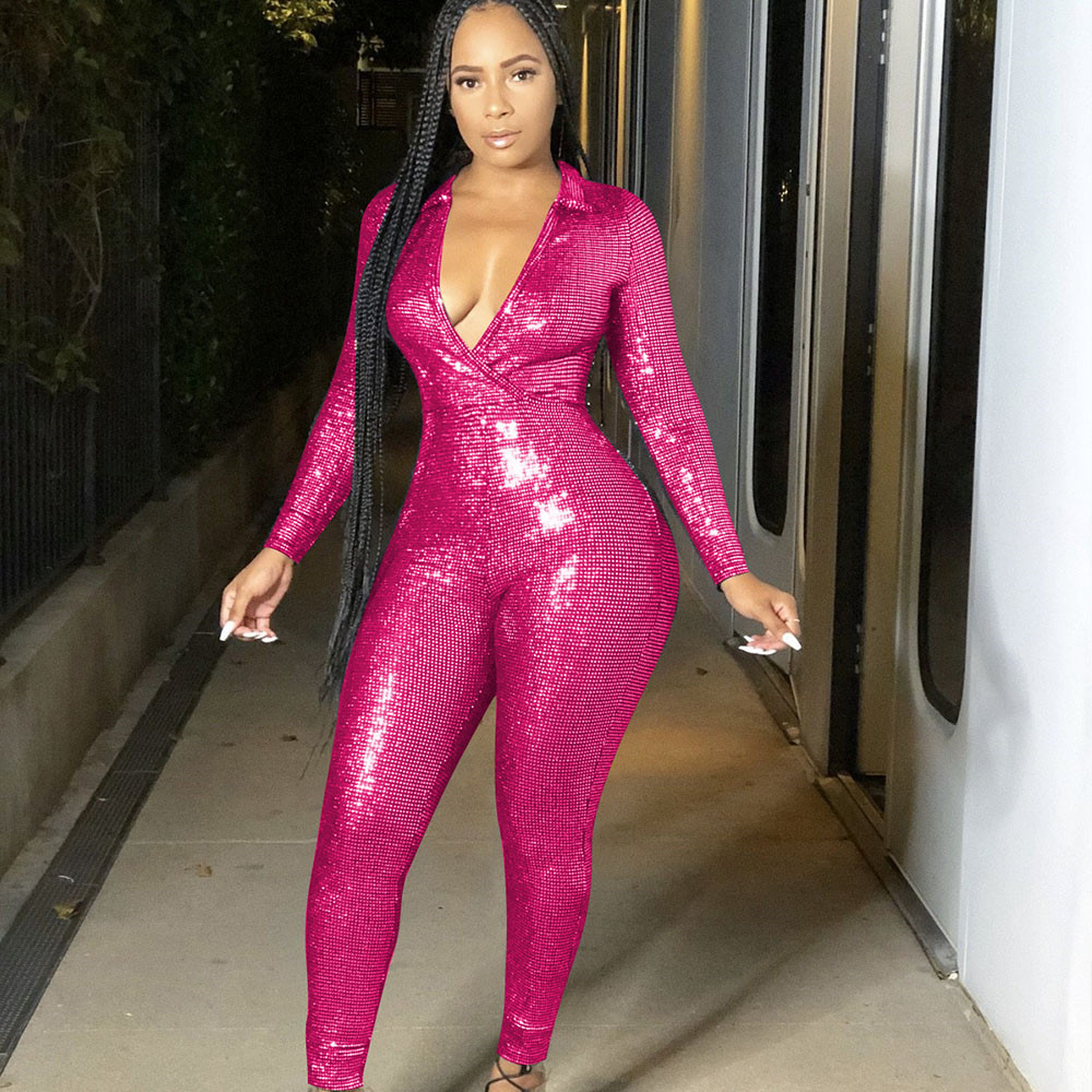 Sexy Glitter Jumpsuit Women Clubwear Overalls Long Sleeve Deep V-neck Sparkly Party One Piece Jumpsuit Bodycon Romper Christmas, Silver
Sexy Glitter Jumpsuit Women Clubwear Overalls Long Sleeve Deep V-neck Sparkly Party One Piece Jumpsuit Bodycon Romper Christmas, Silver