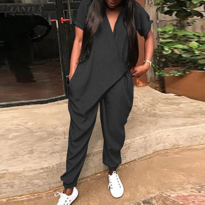 2011s 5xl 2021 summer fashion solid harem overalls zanzea women short sleeve jumpsuits long rompers female playsuit pantalon pants, Black;white
2011s 5xl 2021 summer fashion solid harem overalls zanzea women short sleeve jumpsuits long rompers female playsuit pantalon pants, Black;white