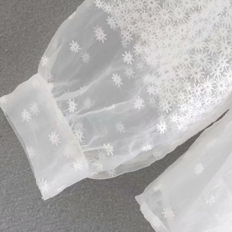 Cascading Ruffle Lace Splicing Women Shirt Embroidery Smock Leisure Lady Long Sleeves Blouse Female Loose Tops S6157 210430Z