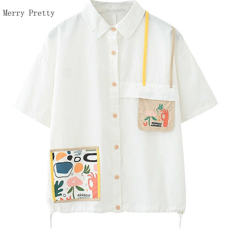 Merry Pretty Japan Harajuku Preppy Style Cute Cotton Shirt Short Sleeve Summer Women Cartoon Patch Embroidery White Blouse 210526
Merry Pretty Japan Harajuku Preppy Style Cute Cotton Shirt Short Sleeve Summer Women Cartoon Patch Embroidery White Blouse 210526