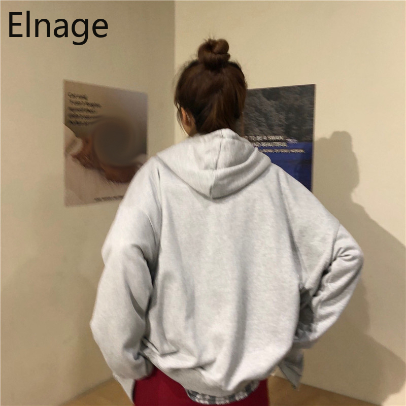Sudadera Korean Women Clothes Spring Hooded Long Sleeve Zip Up Hoodies Grey Moletom Cotton Sweatshirts Autumn Tops 5B255 210429
