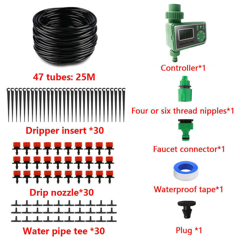 25M DIY Drip Irrigation System Automatic Watering Irrigation System Kit Garden Hose Micro Drip Watering Kits Adjustable dripper 210622