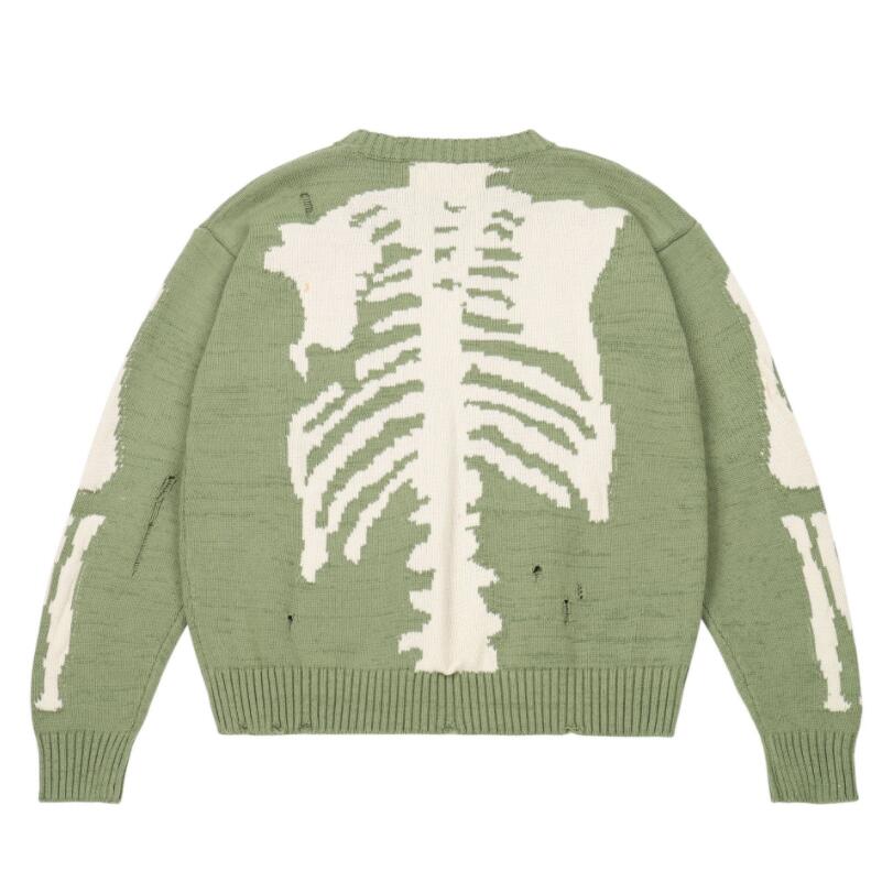 Green Loose Skeleton Bone Printing Sweater Men Woman Good Quality High Street Damage Hole Vintage 1:1 Knit Pullover w141
Green Loose Skeleton Bone Printing Sweater Men Woman Good Quality High Street Damage Hole Vintage 1:1 Knit Pullover w141