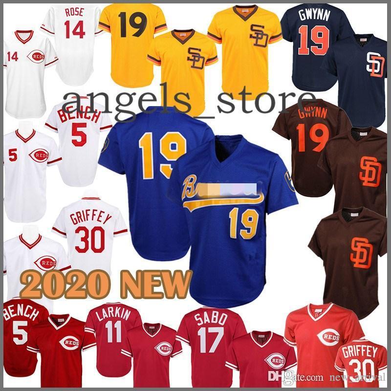 19 Tony Gwynn Robin Yount Reds Brewers Padres Basekball Jersey 5 Johnny Bench 11 Barry Larkin 17 Chris Sabo 14 Pete Rose 30 Ken Griffey Jr, Blue;black
19 Tony Gwynn Robin Yount Reds Brewers Padres Basekball Jersey 5 Johnny Bench 11 Barry Larkin 17 Chris Sabo 14 Pete Rose 30 Ken Griffey Jr, Blue;black