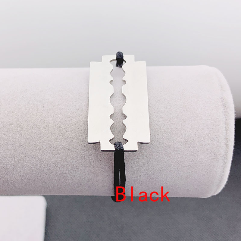 High Quality Stainless Steel Bracelet De Rasoir Blade Razor With Black Red Rope Adjustable France Famous Brand Jewelry For Women Men Unisex
