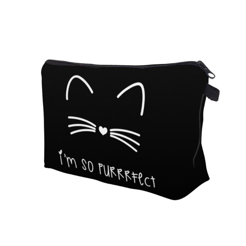 Fashion Cosmetic Organizer Bag Pure Black Cute Cat Prints Women Brand Makeup Bags & Cases
Fashion Cosmetic Organizer Bag Pure Black Cute Cat Prints Women Brand Makeup Bags & Cases