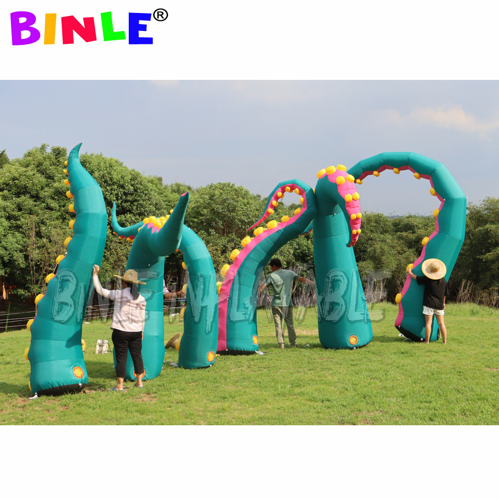 3mH Customized Urban-Art outdoor green giant inflatable octopus tentacle inkfish feet for halloween decoration&party decorations toys sports